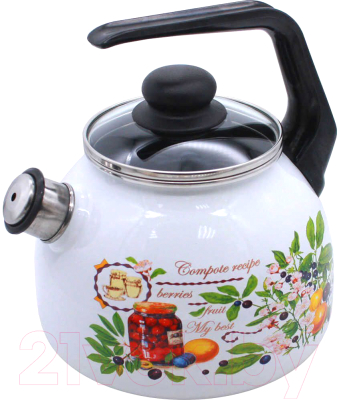 Чайник со свистком СтальЭмаль Вкусный компот 4с209я - фото