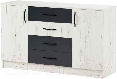 Тумба Памир Беатрис К1400 (крафт белый/антрацит) - фото