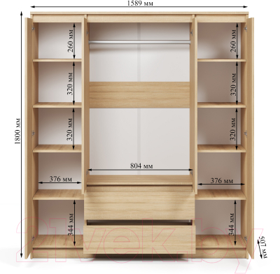 Шкаф ГМЦ ШК-4 (дуб сонома)