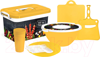 Набор пластиковой посуды Полимербыт Все на пикник 4382911  - фото