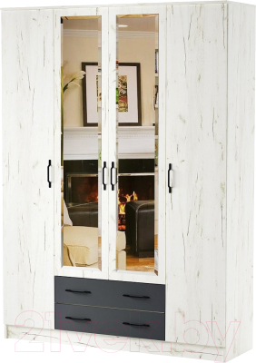 Шкаф Памир Беатрис Квадро (крафт белый/антрацит) - фото