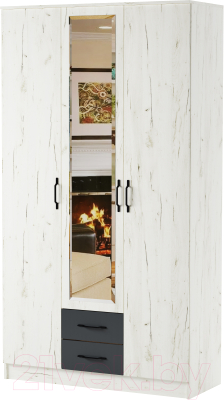 Шкаф Памир Беатрис Трио (крафт белый/антрацит) - фото