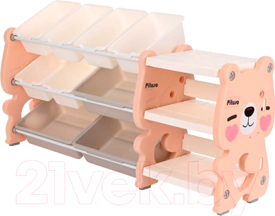 Стеллаж Pituso Медвежонок с ящиками / L-XXSNJ13 (розовый/персик)