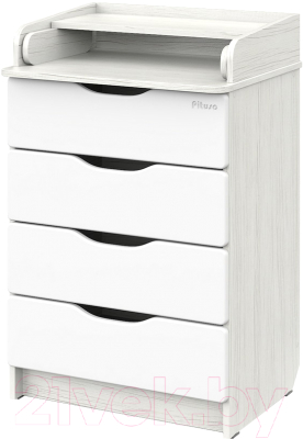 Комод пеленальный Pituso Сириус Wood 604 ПВХ (с шариковыми направляющими, древесина белая) - фото