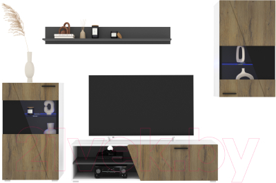 Горка Интерлиния Neo-6 с подсветкой (белый/дуб вотан) - фото