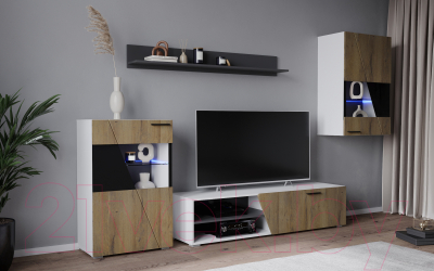 Горка Интерлиния Neo-6 с подсветкой (белый/дуб вотан)