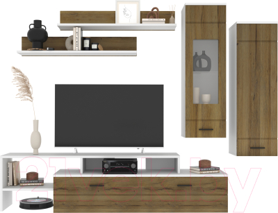 Горка Интерлиния Neo-7 без подсветки (белый/дуб вотан) - фото