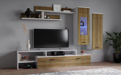 Горка Интерлиния Neo-7 с подсветкой (белый/дуб вотан)