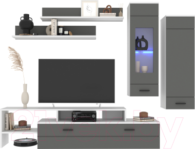 Горка Интерлиния Neo-7 с подсветкой (белый/серый) - фото