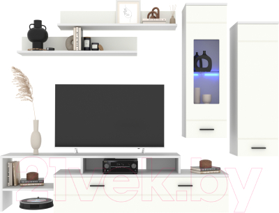 Горка Интерлиния Neo-7 с подсветкой (белый/белая шагрень) - фото