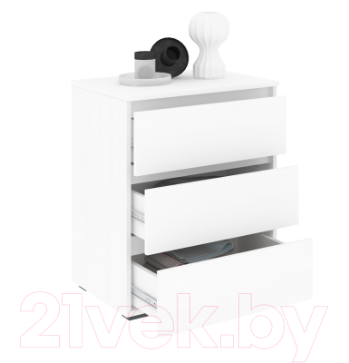 Комод Кортекс-мебель Бари 60 3ш (белый/белый/белый)