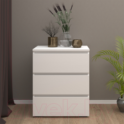 Комод Кортекс-мебель Бари 60 3ш (белый/белый/белый)