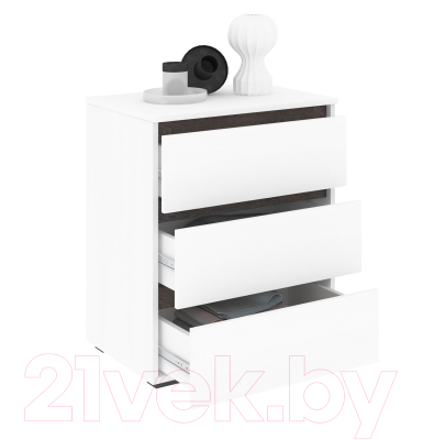 Комод Кортекс-мебель Бари 60 3ш (белый/белый/береза)