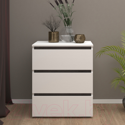 Комод Кортекс-мебель Бари 60 3ш (белый/белый/береза)