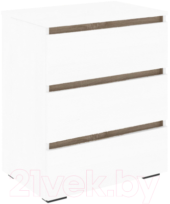 Комод Кортекс-мебель Бари 60 3ш (белый/белый/дуб сонома) - фото