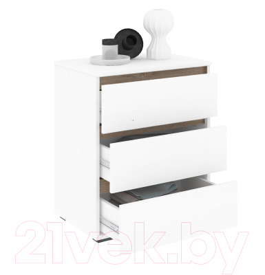 Комод Кортекс-мебель Бари 60 3ш (белый/белый/дуб сонома)