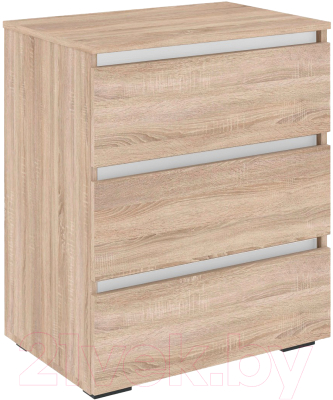 Комод Кортекс-мебель Бари 60 3ш (дуб сонома/дуб сонома/белый) - фото