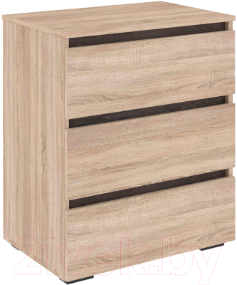 Комод Кортекс-мебель Бари 60 3ш (дуб сонома/дуб сонома/береза) - фото