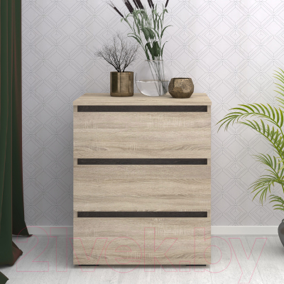 Комод Кортекс-мебель Бари 60 3ш (дуб сонома/дуб сонома/береза)
