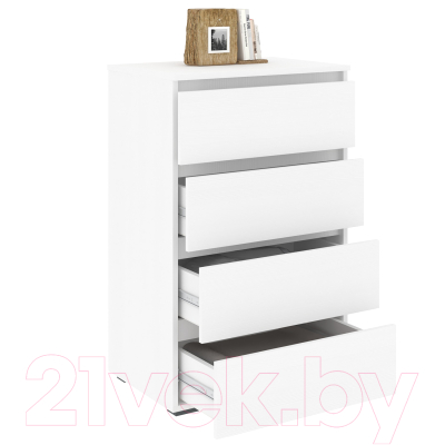 Комод Кортекс-мебель Бари 60 4ш (белый/белый/белый)