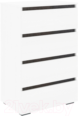 Комод Кортекс-мебель Бари 60 4ш (белый/белый/береза) - фото