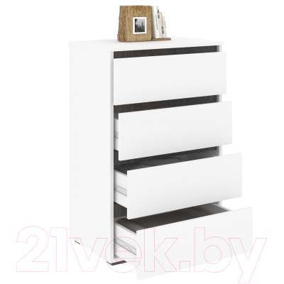 Комод Кортекс-мебель Бари 60 4ш (белый/белый/береза)