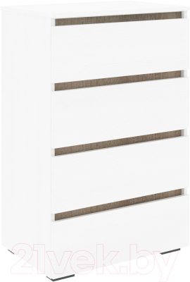 Комод Кортекс-мебель Бари 60 4ш (белый/белый/дуб сонома) - фото
