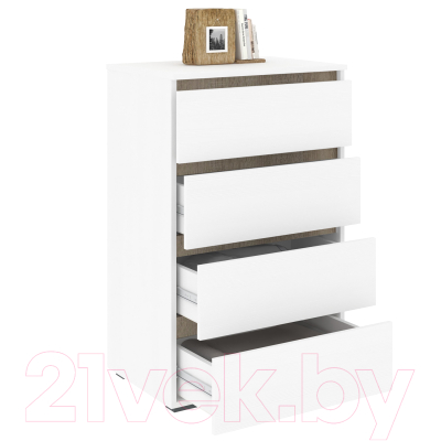 Комод Кортекс-мебель Бари 60 4ш (белый/белый/дуб сонома)