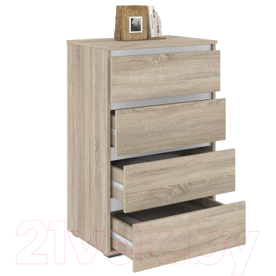 Комод Кортекс-мебель Бари 60 4ш (дуб сонома/дуб сонома/белый)