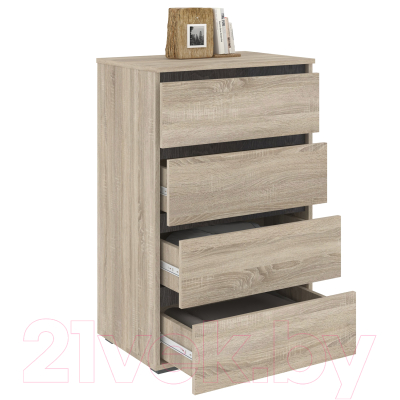 Комод Кортекс-мебель Бари 60 4ш (дуб сонома/дуб сонома/береза)