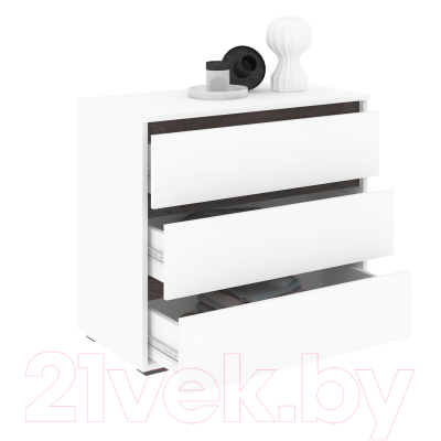 Комод Кортекс-мебель Бари 80 3ш (белый/белый/береза)