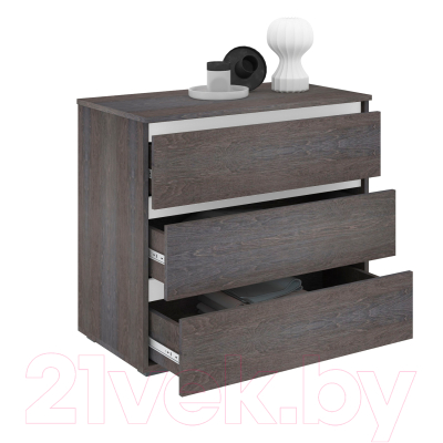 Комод Кортекс-мебель Бари 80 3ш (береза/береза/белый)