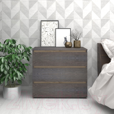 Комод Кортекс-мебель Бари 80 3ш (береза/береза/дуб сонома)