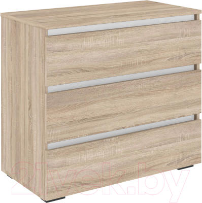 Комод Кортекс-мебель Бари 80 3ш (дуб сонома/дуб сонома/белый) - фото