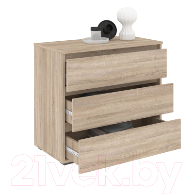Комод Кортекс-мебель Бари 80 3ш (дуб сонома/дуб сонома/дуб сонома)