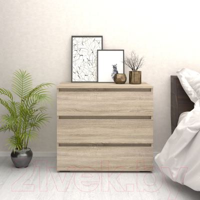 Комод Кортекс-мебель Бари 80 3ш (дуб сонома/дуб сонома/дуб сонома)