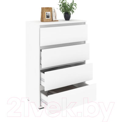 Комод Кортекс-мебель Бари 80 4ш (белый/белый/белый)