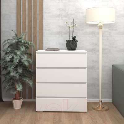 Комод Кортекс-мебель Бари 80 4ш (белый/белый/белый)