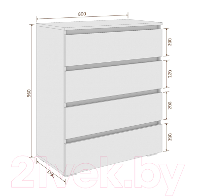 Комод Кортекс-мебель Бари 80 4ш (белый/белый/белый)