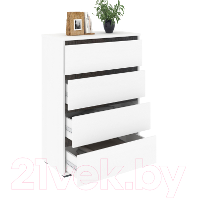 Комод Кортекс-мебель Бари 80 4ш (белый/белый/береза)