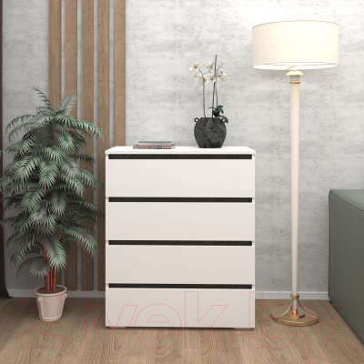 Комод Кортекс-мебель Бари 80 4ш (белый/белый/береза)