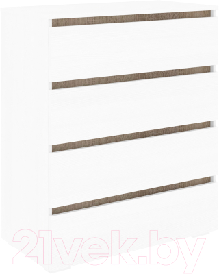 Комод Кортекс-мебель Бари 80 4ш (белый/белый/дуб сонома) - фото