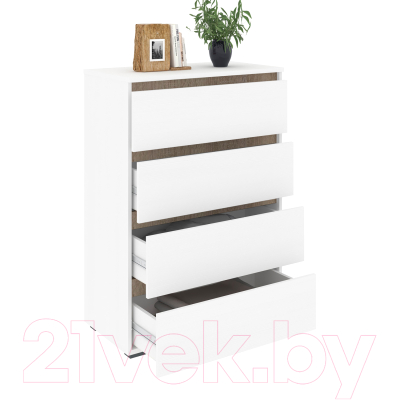 Комод Кортекс-мебель Бари 80 4ш (белый/белый/дуб сонома)