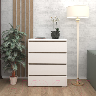 Комод Кортекс-мебель Бари 80 4ш (белый/белый/дуб сонома)