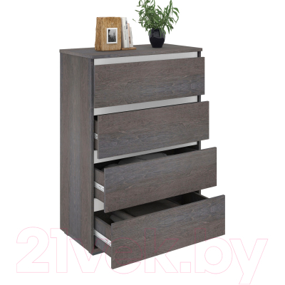 Комод Кортекс-мебель Бари 80 4ш (береза/береза/белый)