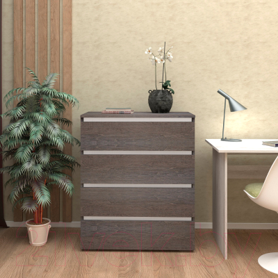 Комод Кортекс-мебель Бари 80 4ш (береза/береза/белый)