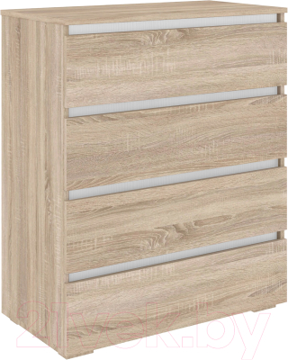 Комод Кортекс-мебель Бари 80 4ш (дуб сонома/дуб сонома/белый) - фото