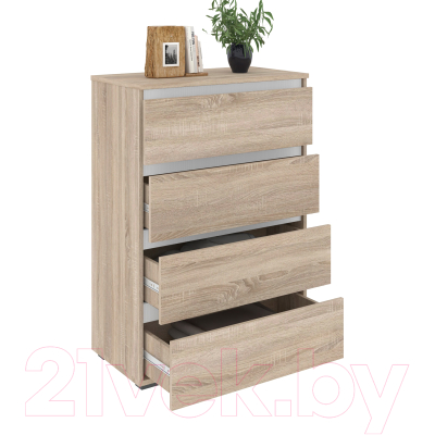 Комод Кортекс-мебель Бари 80 4ш (дуб сонома/дуб сонома/белый)