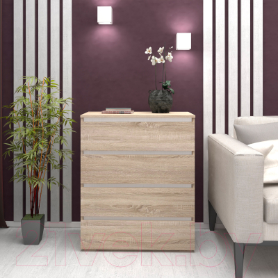 Комод Кортекс-мебель Бари 80 4ш (дуб сонома/дуб сонома/белый)