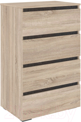 Комод Кортекс-мебель Бари 80 4ш (дуб сонома/дуб сонома/береза) - фото